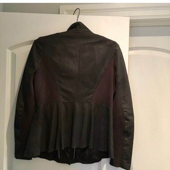 ❤️Elie Tahari Lambskin Leather Grey Drape Jacket - Picture 3 of 7